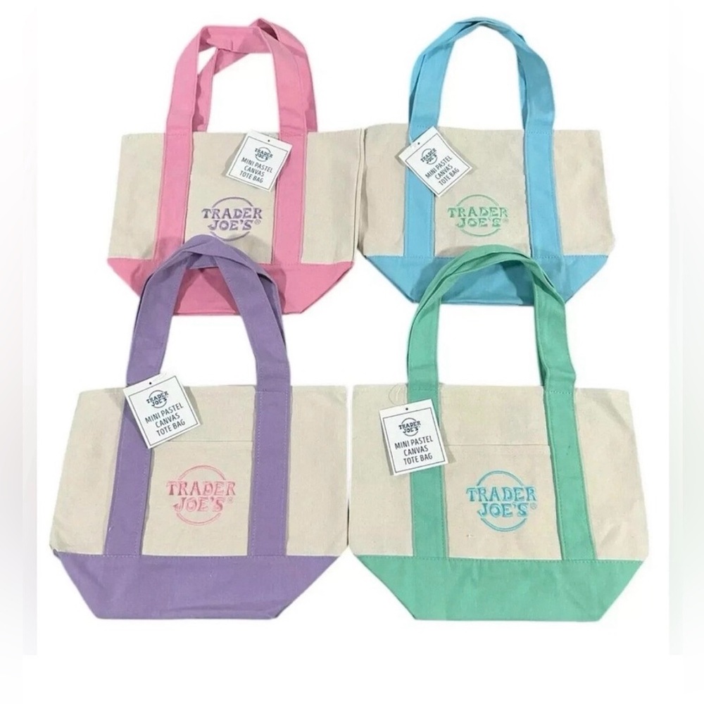 Trader Joe’s Limited Edition Spring 🌷Mini Mint Green Canvas Tote Bag - Picture 6 of 7